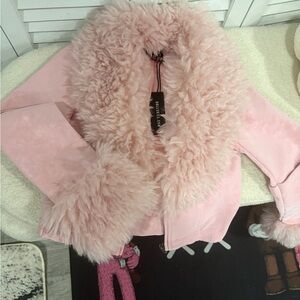 DollsKill Generation Kiss Pink Faux Fur Trim Women's Jacket
